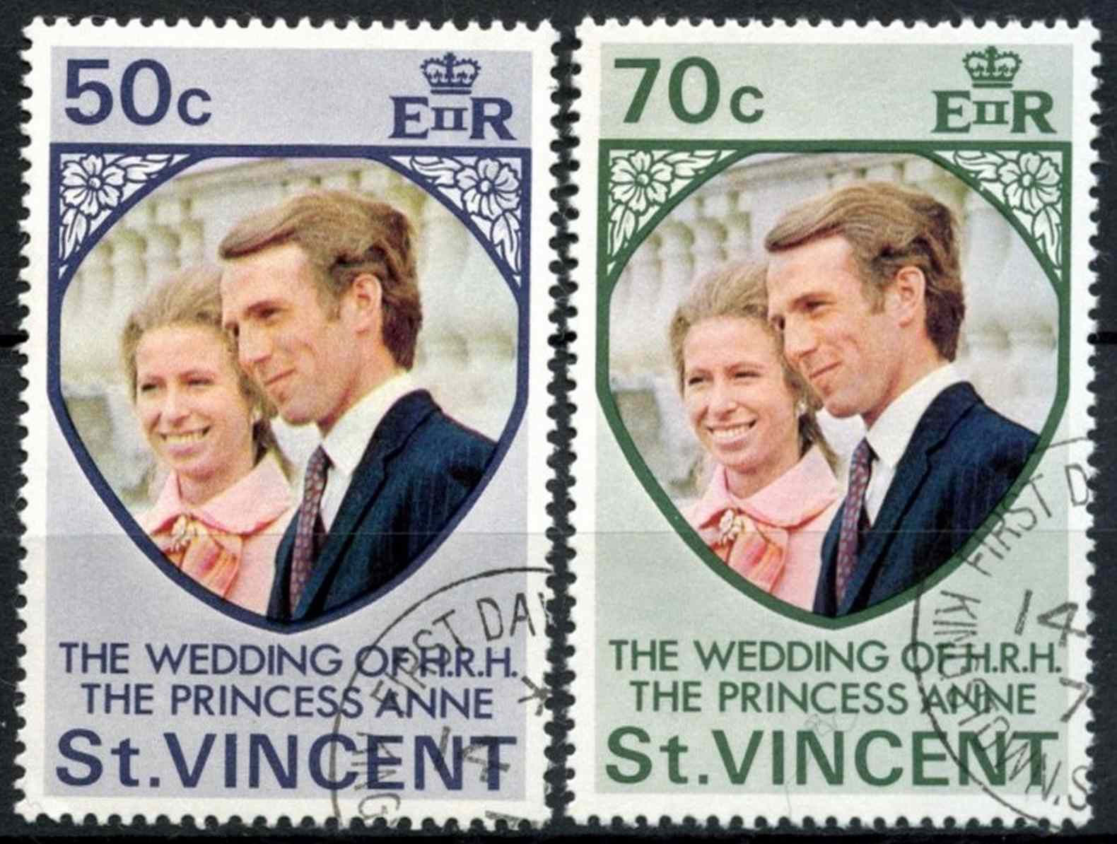 1973 St Vincent - SG374-5 Princess Anne Wedding Set (2) VFU